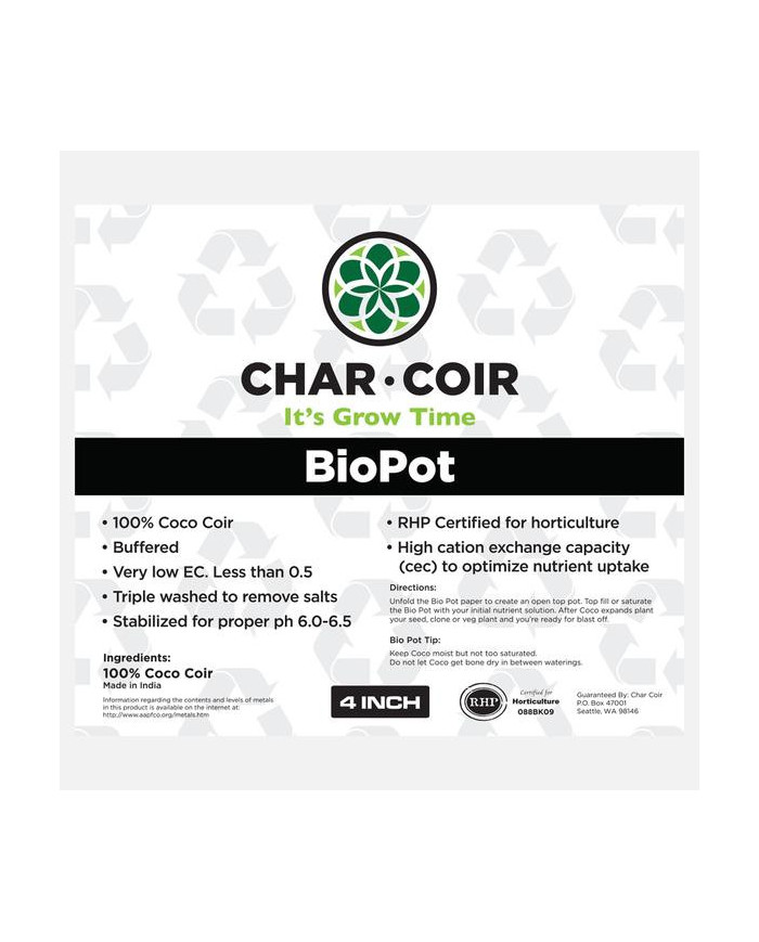 Char Coir 4" BioPot Info Sheet