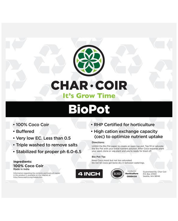 Char Coir 4" BioPot Info Sheet